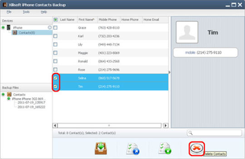 Xilisoft iPhone Contacts Backup screenshot