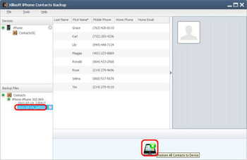 Xilisoft iPhone Contacts Backup screenshot 2