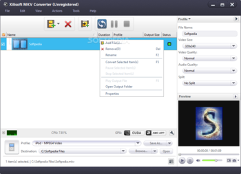 Xilisoft MKV Converter screenshot