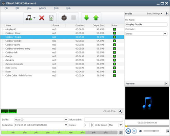 Xilisoft MP3 CD burner screenshot