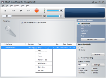 Xilisoft Sound Recorder screenshot
