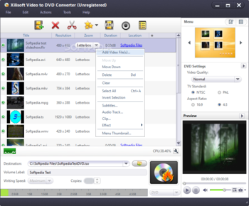 Xilisoft Video to DVD Converter screenshot