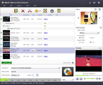 Xilisoft Video to DVD Converter screenshot