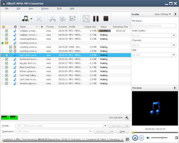 Xilisoft WMA MP3 converter screenshot
