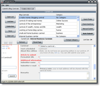 Xingla Pro Blog Carnival Submitter screenshot