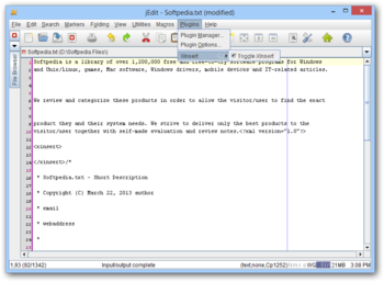 XInsert for jEdit screenshot