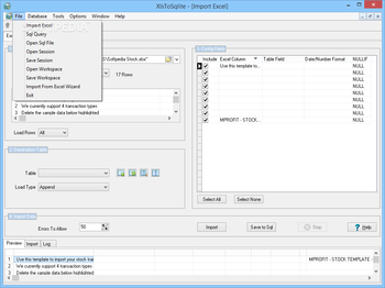 XlsToSqlite screenshot 2