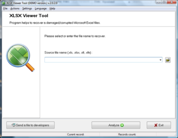 XLSX Viewer Tool screenshot