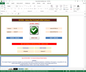 XLTOOL - Salary Slip Printing & eMail Software screenshot