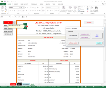 XLTOOL - Salary Slip Printing & eMail Software screenshot 3