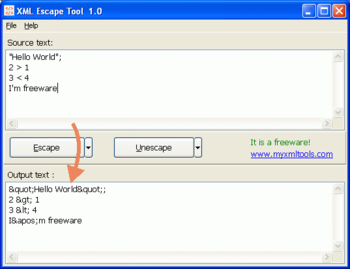 XML Escape Tool screenshot