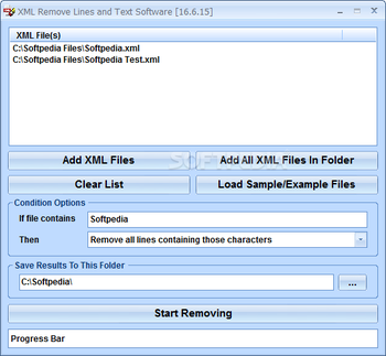 XML Remove Lines and Text Software screenshot