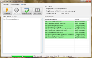 XML-RPC Ping Tool screenshot
