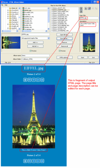 Xorax HTML Album Maker screenshot
