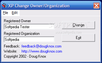 XP Change Owner/Organization screenshot