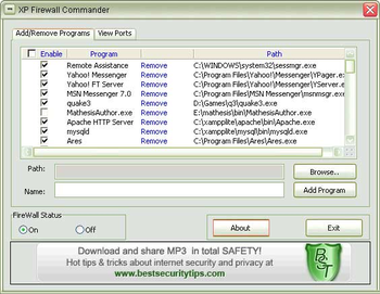 XP Firewall Commander screenshot