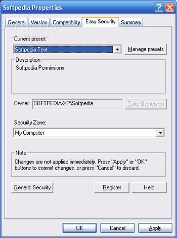 XP Home Permissions Manager screenshot