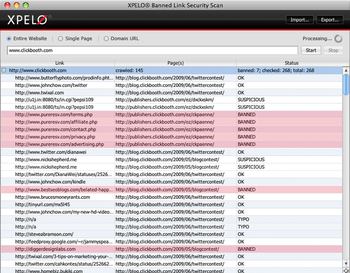 XPELOÃ‚Â® Banned Link Security Scan screenshot