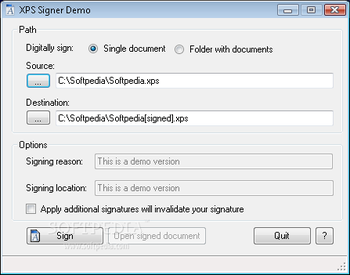 XPS Signer screenshot