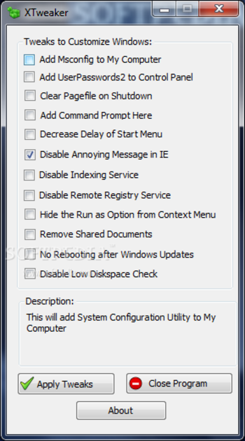 XTweaker screenshot