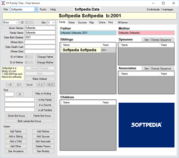 XY Family Tree screenshot