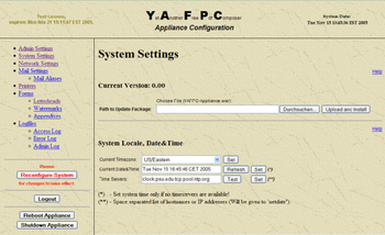 YAFPC-Appliance screenshot