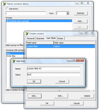 Yahoo Contacts Delphi Component screenshot