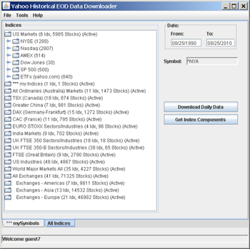 Yahoo Historical EOD Data Downloader screenshot