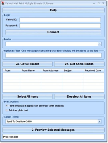 Yahoo! Mail Print Multiple Emails Software screenshot