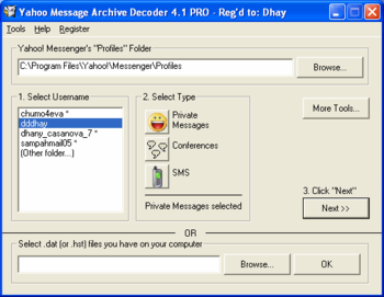 Yahoo Message Archive Decoder screenshot 2