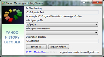 Yahoo Messenger history viewer screenshot