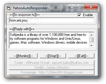 YahooAutoResponder screenshot