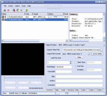 YASA AVI WMV MOV VOB to MP3 Converter screenshot 2