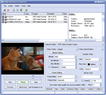 YASA PSP Video Converter screenshot