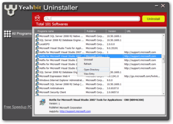 Yeahbit Uninstaller screenshot