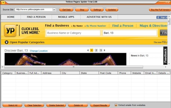 Yellow Pages Spider screenshot