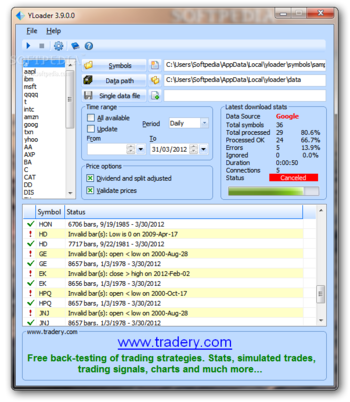 YLoader (formerly Yahoo Quotes Downloader) screenshot