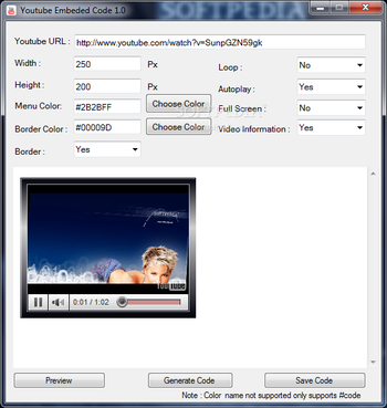 Youtube Embeded Code screenshot