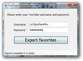 YouTube Favorite Exporter screenshot