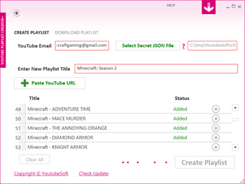 YouTube Playlist Creator Plus screenshot