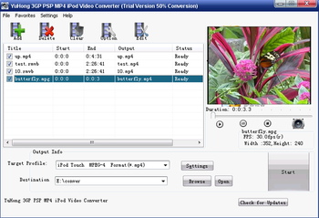 YuHong 3GP PSP MP4 iPod Video Converter screenshot