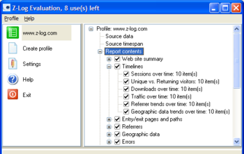Z-Log Webserver Log Analyzer screenshot 2