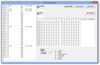 Z80 Dissassembler screenshot