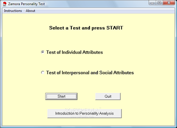 Zamora Personality Test screenshot