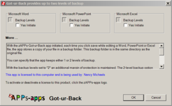 zAPPs-Got-ur-Back for Microsoft Office 2010 screenshot