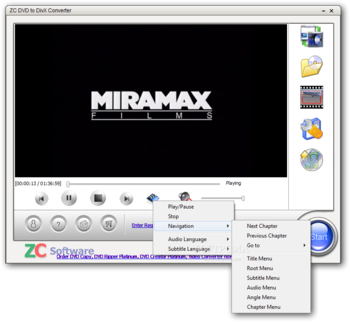 ZC DVD to DivX Converter screenshot 2