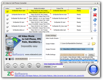 ZC Video to Cell Phone Converter screenshot