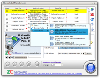 ZC Video to Cell Phone Converter screenshot 2