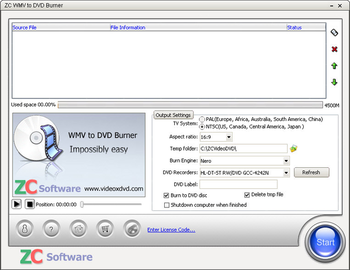 ZC WMV to DVD Burner screenshot