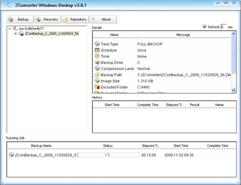 ZConverter Windows Backup Lite screenshot